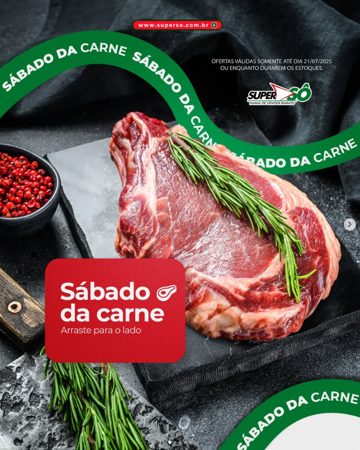 Arte de social media da promoção Sábado da Carne do Super 50